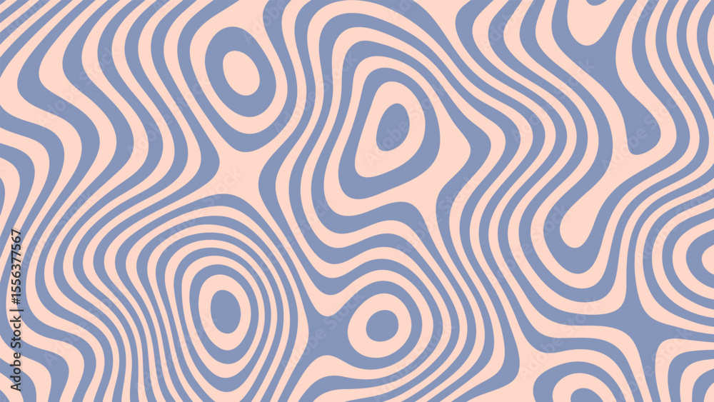 Poster abstract groovy vector background with fluid blue and orange wavy lines. modern liquid psychedelic p