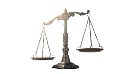 Justice scale law scales of justice law and order legal system balance scales court scales weighing scales isolated on transparent background