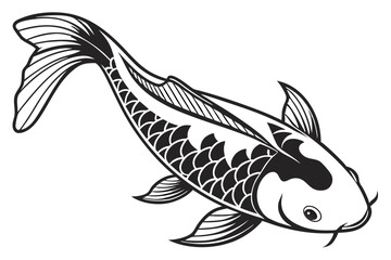 showa fish silhoette black vector