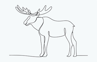 moose line drawing, single line animal sketch, minimal wildlife vector illustration, continuous outline art

