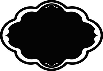 Smooth Wave Scalloped Oval Frame Silhouette Vector