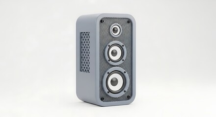Fototapeta premium A close-up view of a modern, gray speaker with three visible audio drivers.