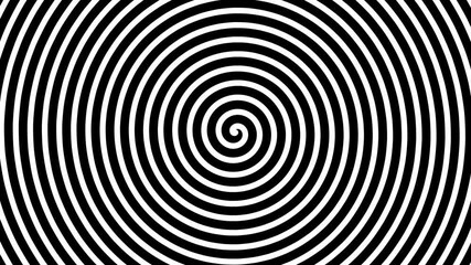 A looping spiral of black and white creates a hypnotic tunnel illusion, blending motion with abstract design.