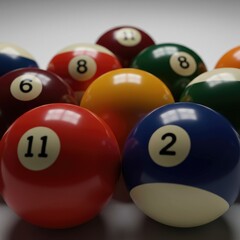 billiard balls on a white background
