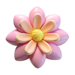 Cute 3D Pink Flower with Yellow Center on Black Background