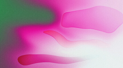 Abstract flowing shapes with a grainy texture in vibrant pink and green gradients