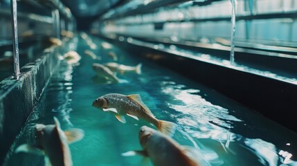 Sustainable Aquaculture Farm Featuring Advanced AI-Driven Water Systems