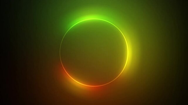 Neon circle shape Frame animated backdrop with place for text, Glowing neon lines sign with flicker on black background, abstract loop saber Effect for logo reveal, led electric Placeholder gradient  