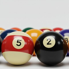 billiard balls on a white background