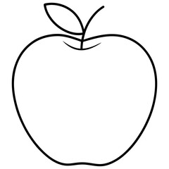 Apple Outline Icon – Simple Black Line Drawing of Fruit