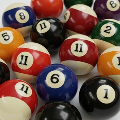 billiard balls on a white background