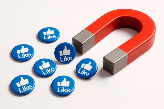 Magnet that attracts likes on a light background.