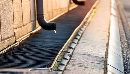 urban street gutter detail clean and empty