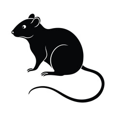 A striking black and white silhouette of a rat captured in a clean vector design perfect for various creative projects and branding applications