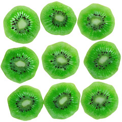 Fototapeta premium Set of dried kiwi slices isolated on transparent background