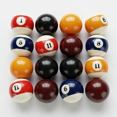 billiard balls on a white background