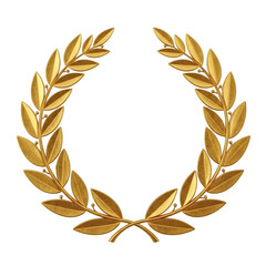 Glimmering golden laurel wreath on a transparent background radiates victory, success, and a timeless symbol of achievement and prestige.