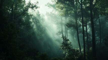 sun rays in the forest