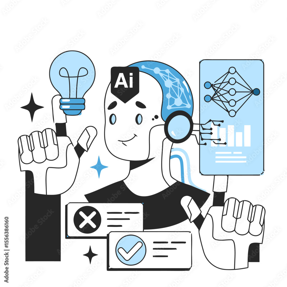 Poster ai robot machine learning neural network artificial intelligence automation technology innovation da