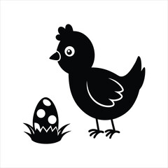 Curious Chick with Hatching Egg Cartoon Vector