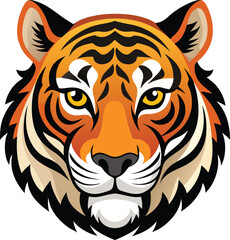 tiger head vector isolated on transparent background, Tiger illustration isolated on transparent background, vector illustration of a tiger
