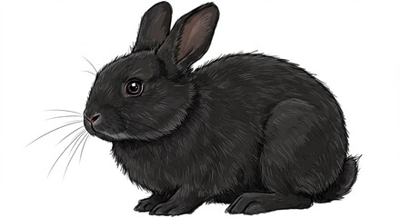 black rabbit isolated on white
