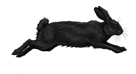 black rabbit on white background