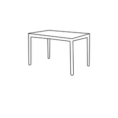 A clean, minimalist line drawing of a rectangular dining table.