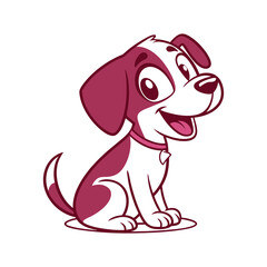Cute Cartoon Puppy Sitting and Smiling – Happy Dog Mascot Illustration , pet logo design .