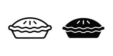 A simple icon design of a pie showing two variations side by side