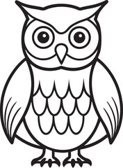 Stylized owl outline icon black and white