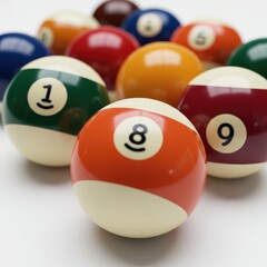 billiard balls on a white background