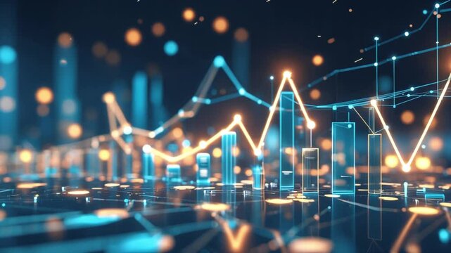 Dynamic Data Visualization Abstract Animation Illustrating Financial Growth Business Analytics