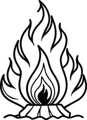Fire Outline Minimal Vector Design