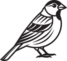 Finch bird outline black and white icon