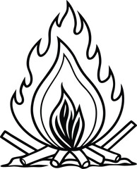 Fire Flame Single Line Vector