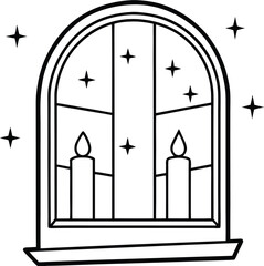 Decorative Window with Festival Candles