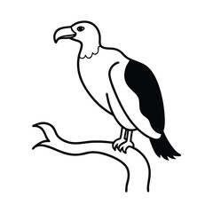 Striking vector illustration of a vulture perched on a bare tree branch against a vibrant colorful background suitable for nature themes