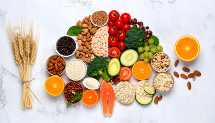 Food Pyramid Brain Composition with Grains, Vegetables, and Fruit