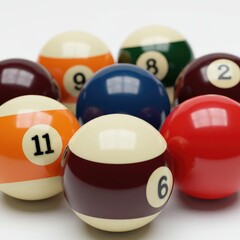 billiard balls on a white background