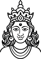 Divine Female with Long Hair and Crown