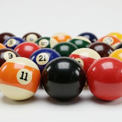 billiard balls on a white background