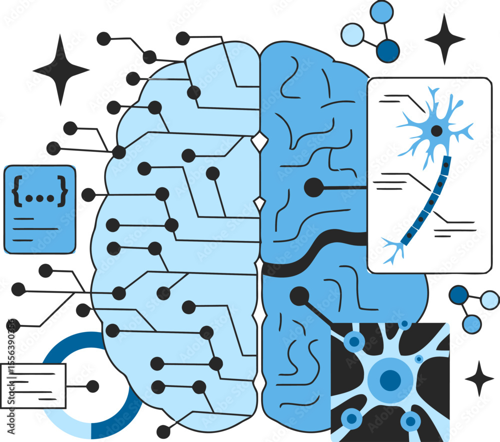 Poster brain ai artificial intelligence neural network machine learning deep learning technology science da