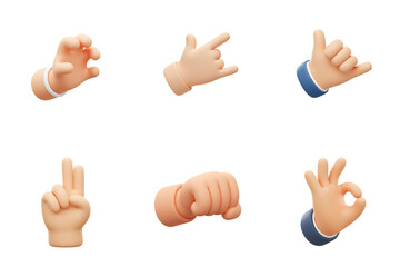 Peace and Counting Hand Emoji Clip Art Set