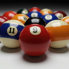 billiard balls on a white background