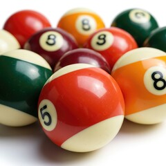 billiard balls on a white background