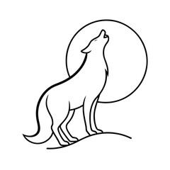Majestic wolf howling at a luminous full moon under a starry night sky evoking wilderness and nature s beauty