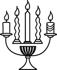 Wall Candle Holder with Burning Candles