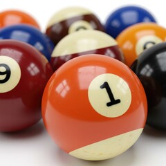 billiard balls on a white background