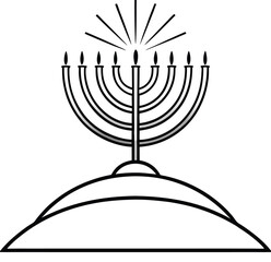 Menorah with Star and Rays Design